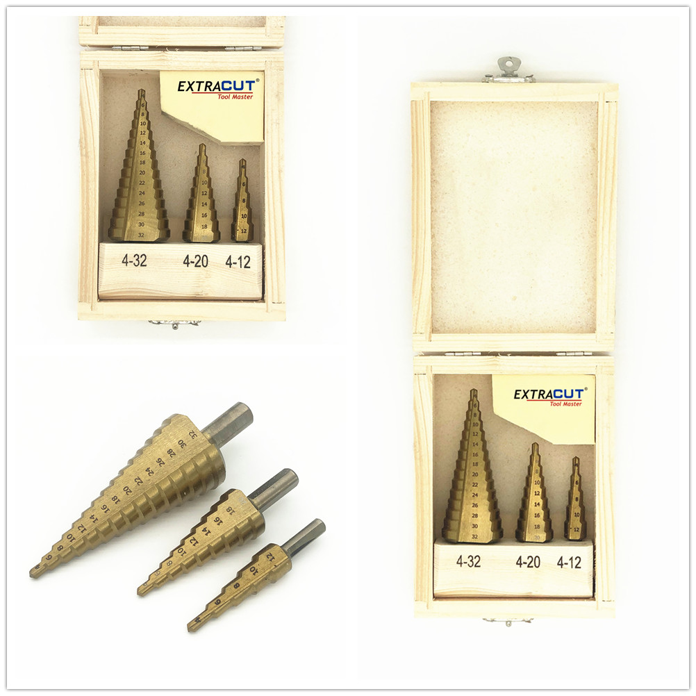 3Pc HSS Step Drill Bit Set